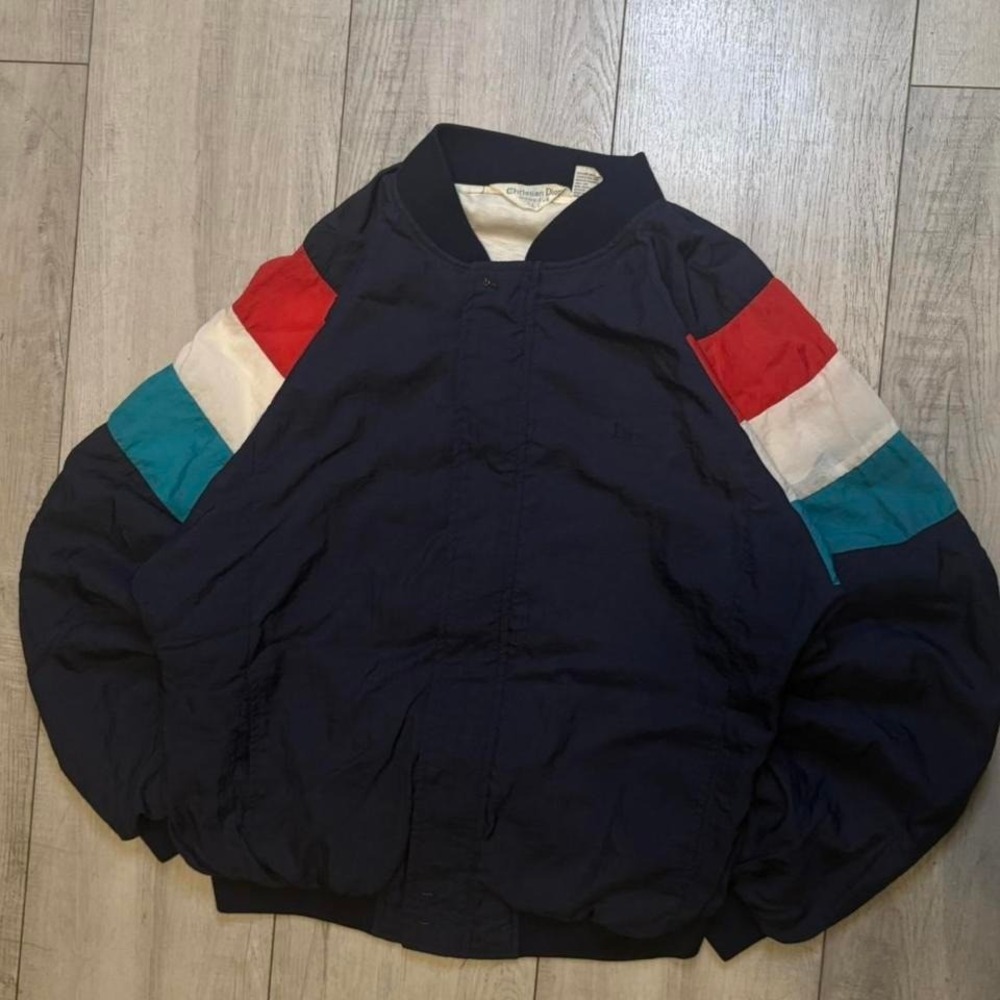 CHRISTIAN Dior Monsieur navy blue bomber jacket men's size large